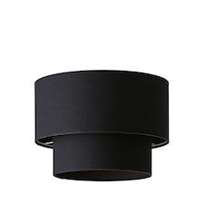 ValueLights Jodie Two Tier Black Linen Ceiling Drum Lamp Shade | Black