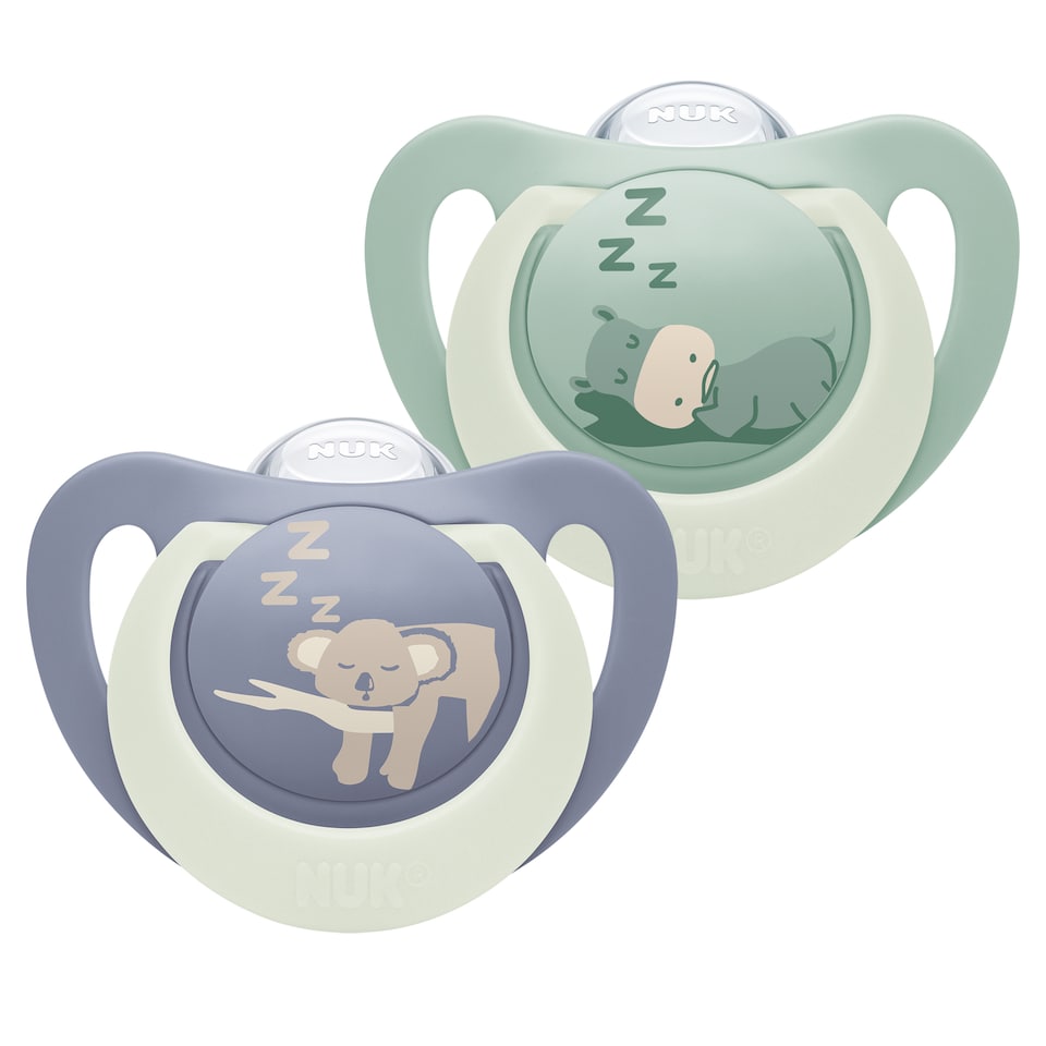 image 1 of NUK First Choice Glow in the Dark Night Soother 0-6m 2 Pack