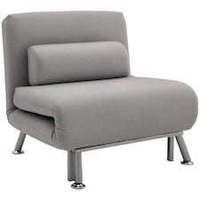 HOMCOM Folding 5 Position Convertible Sleeper Chair Sofa Bed Grey Silver