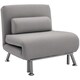 image 1 of HOMCOM Folding 5 Position Convertible Sleeper Chair Sofa Bed Grey Silver