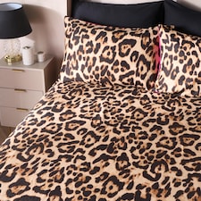 OHS Leopard Print Microfibre Easy Care 25cm Deep Fitted Bed Sheet | Brown | Natural | King