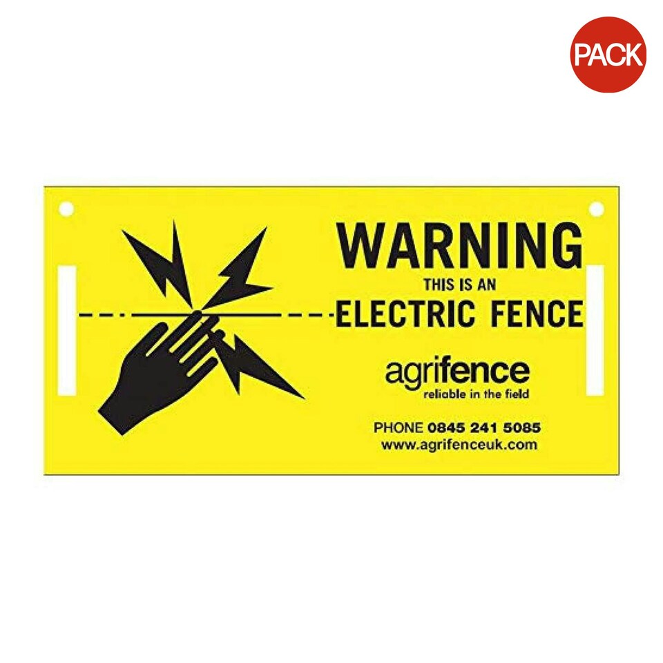 image 1 of Agrifence Warning Signs (H4873) (Pack Of 5) - Yellow/Black - One Size