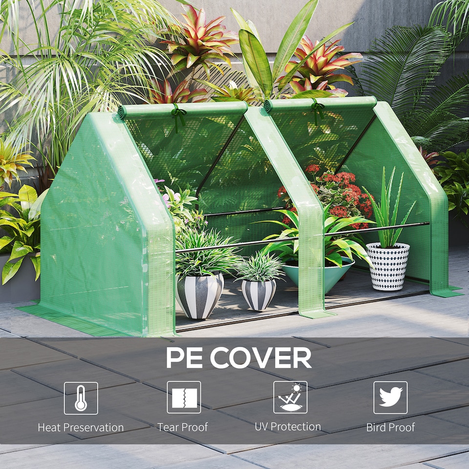 image 1 of Outsunny Mini Small Greenhouse with Steel Frame & PE Cover & Window