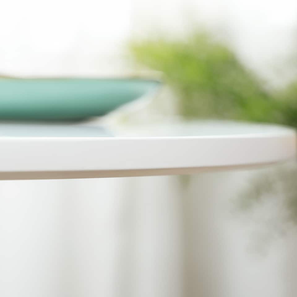 image 1 of HOMCOM Round Dining Table, Modern Kitchen Table with Steel Base, Non-slip Foot Pad for Living Room, Dining Room, White