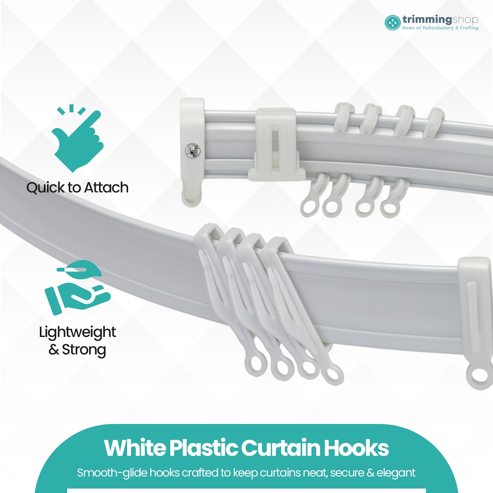 image 1 of Plastic Curtain Hook, Strong & Durable White Curtain Hooks - 50pcs