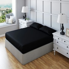 Fitted Sheet Polycotton Plain Dyed Extra Deep 25cm Bed Linen Black | Single
