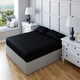 image 1 of Fitted Sheet Polycotton Plain Dyed Extra Deep 25cm Bed Linen Black | Single