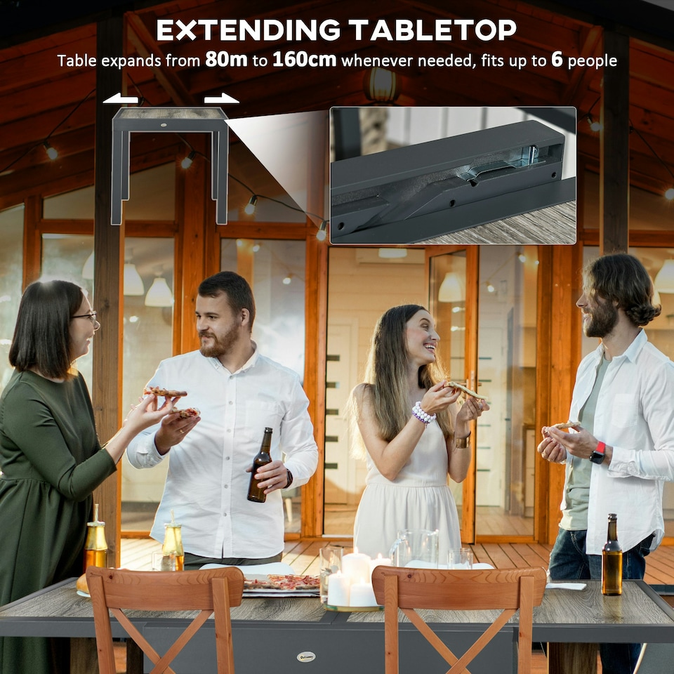 image 1 of Outsunny Extendable Outdoor Dining Table Aluminium Rectangle Patio