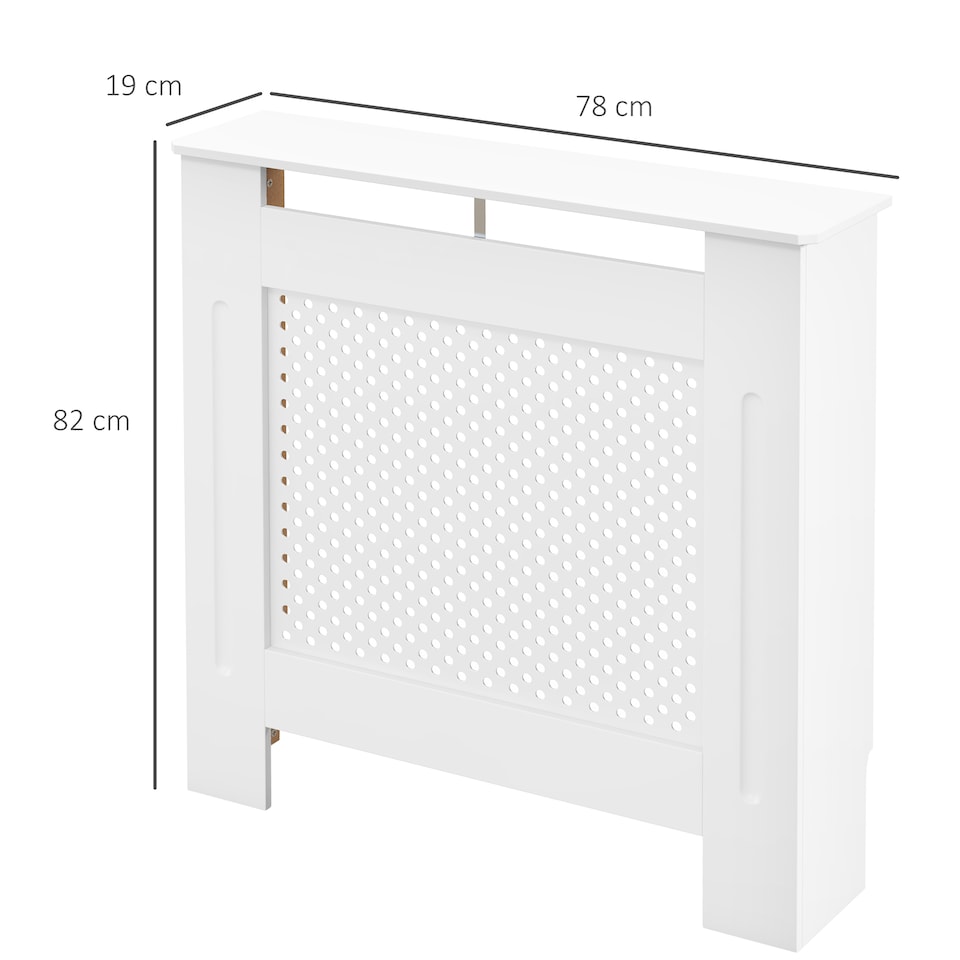 image 1 of HOMCOM Wooden Radiator Cover Heating Cabinet Modern Home Furniture Grill Style  White Painted (Small)