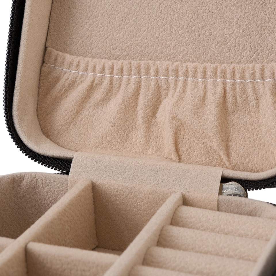 image 1 of Living and Home Portable Jewelry Organizer Box with Multiple Compartments-Black | Black