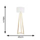 image 3 of ValueLights Lottie Natural Wood Tripod Floor Lamp with White Fabric Drum Shade and LED Bulb