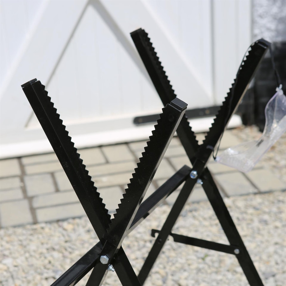 image 1 of Harbour Housewares Folding Iron Log Saw Horse - Black