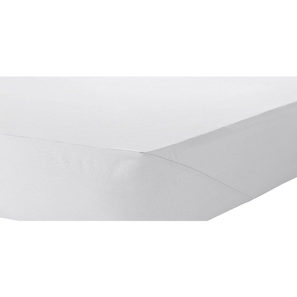 Percale Fitted Sheet in White - Single