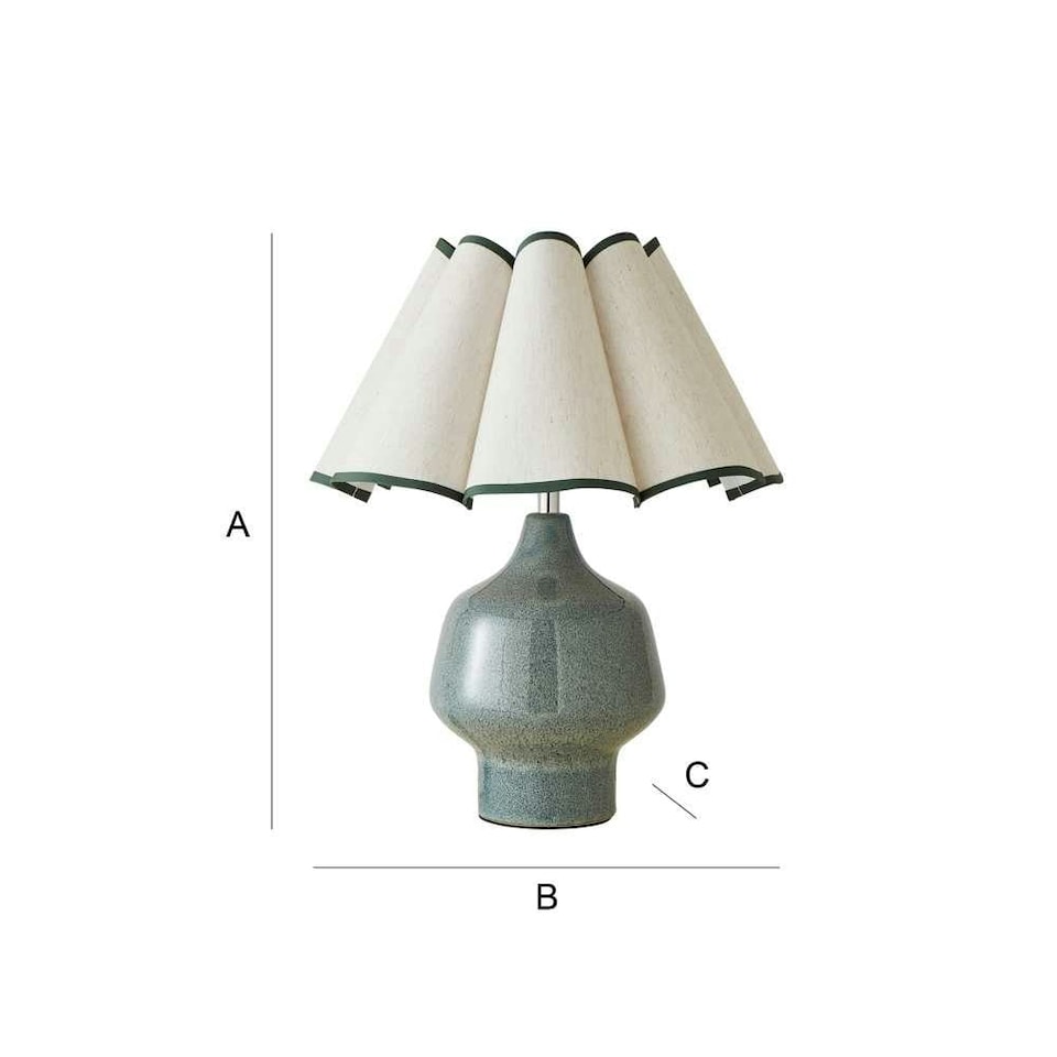 image 1 of ValueLights Jamie Green Ceramic Table Lamp with Green Scallop Tapered Shade | Green