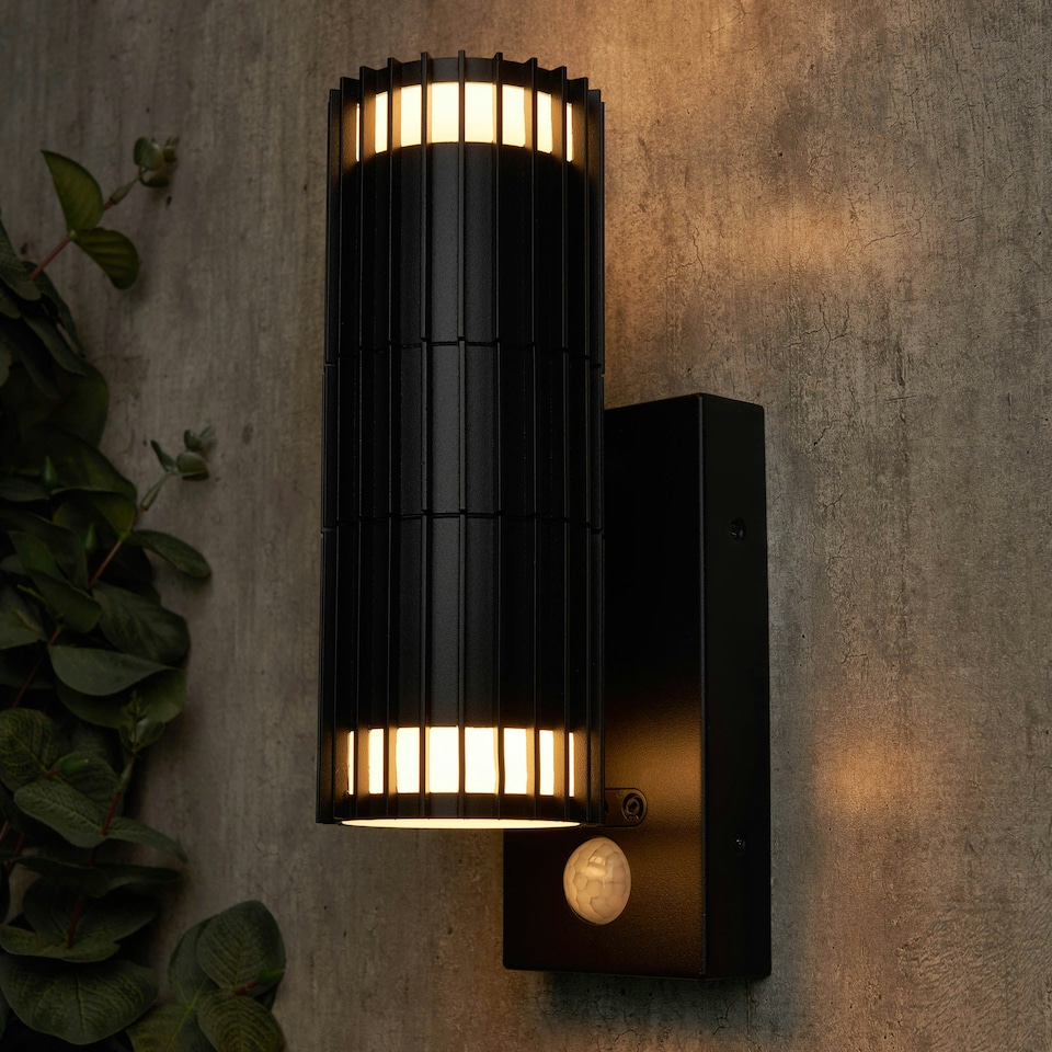 image 1 of BHS Zeb Outdoor Up and Down Wall Light with PIR Sensor, Black