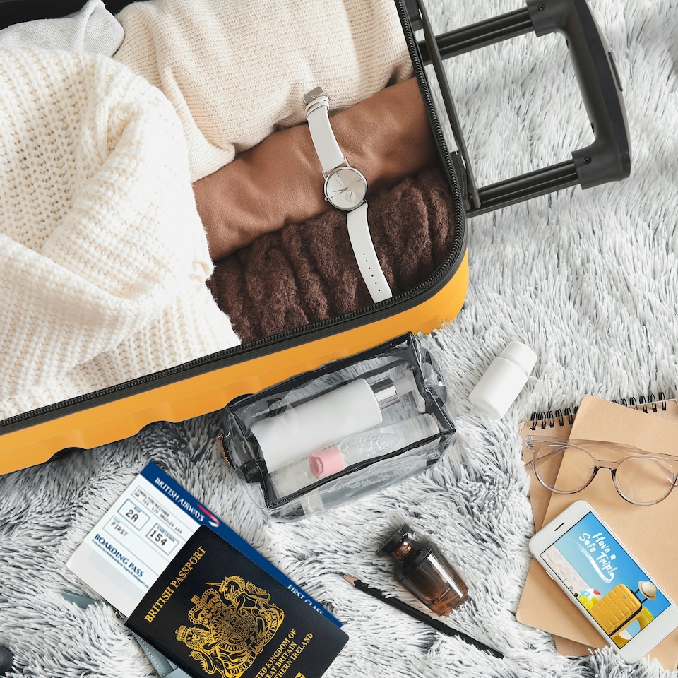 image 1 of Flight Knight 25" 4 Wheel ABS Hard Case Medium Suitcase 100+ Airlines Approved - easyJet, British Airways, Ryanair, Jet2, Emirates & Many More - Check-in | Yellow | Yellow/Black | Medium