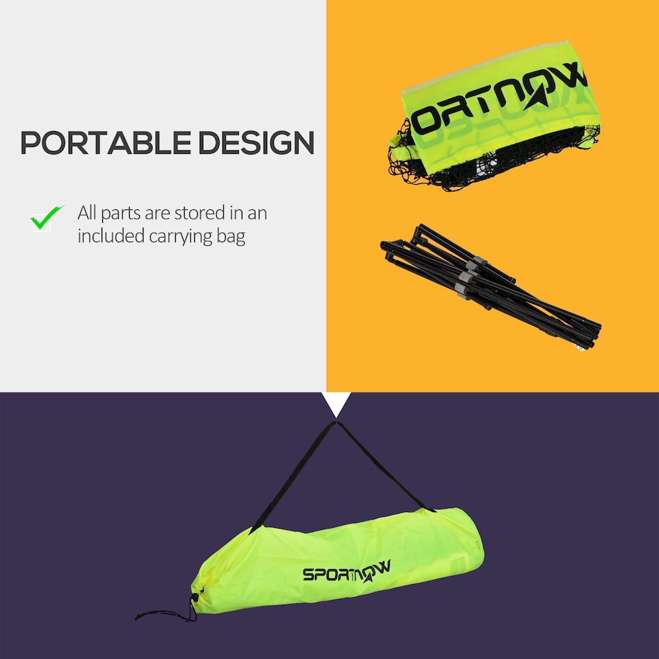 image 1 of SPORTNOW 4m Badminton Net, Foldable Height Adjustable Outdoor Sports Net with Carry Bag, for Tennis, Badminton, Pickleball, Volleyball, Black and Yellow