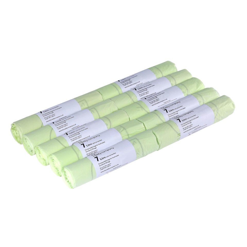 image 1 of The Caddy Company 7 Litre Tie Handle Compostable Food Waste Bin Bags - 10 Rolls