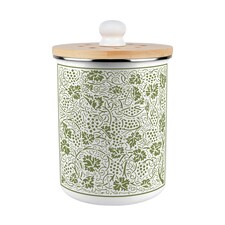 Oak Leaves & Berries Food Waste Caddy - Metal 2L Green Decorative Kitchen Compost Bin