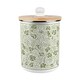 image 1 of Oak Leaves & Berries Food Waste Caddy - Metal 2L Green Decorative Kitchen Compost Bin