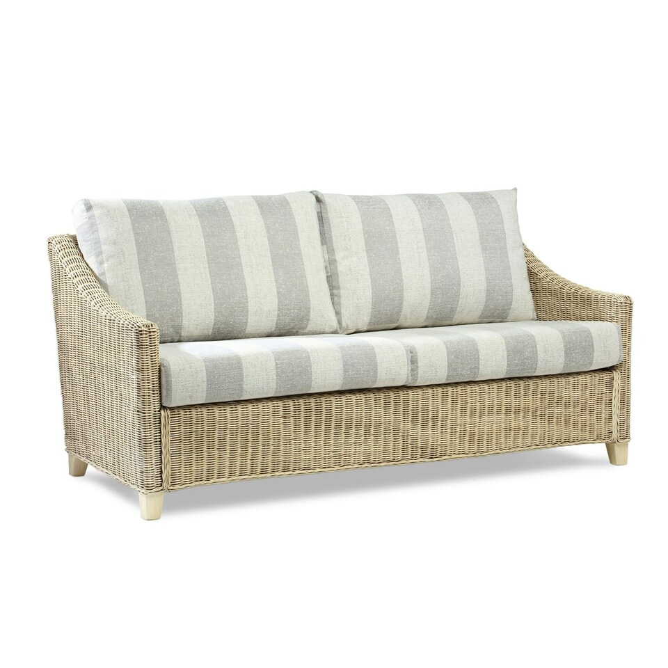 image 1 of Desser Dijon Natural 3 Seater Rattan Sofa Set in Athena Stripe - Conservatory Sofa Suite