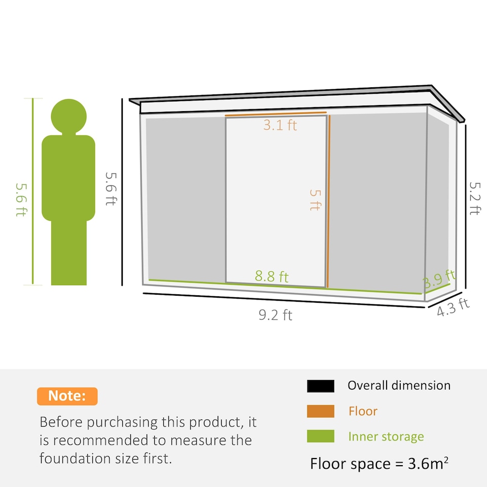 image 1 of Outsunny 9 x 4FT Metal Garden Storage Shed w/ 2 Door, Light Green