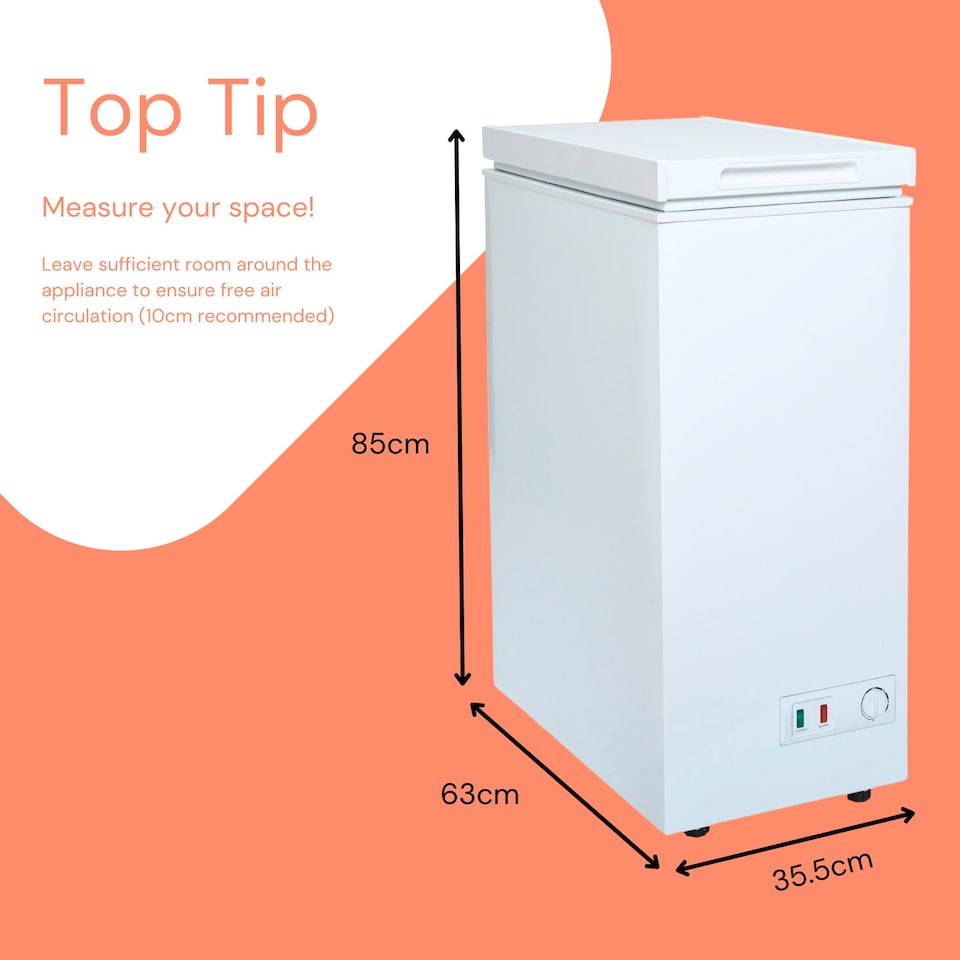 image 1 of SIA CHF60W 36cm White Freestanding Slimline Chest Freezer, White