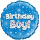 image 1 of Birthday Boy Blue Holographic Round Foil Helium Balloon 46cm / 18 in