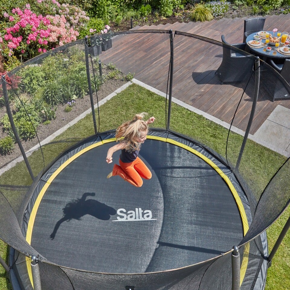 image 1 of 14ft Salta Black Comfort Edition InGround Round Trampoline with Enclosure