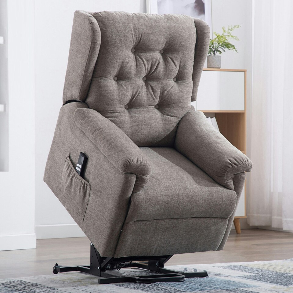 image 1 of Barnsley Fabric Electric Dual Motor Rise Recliner Mobility Armchair (Brown)