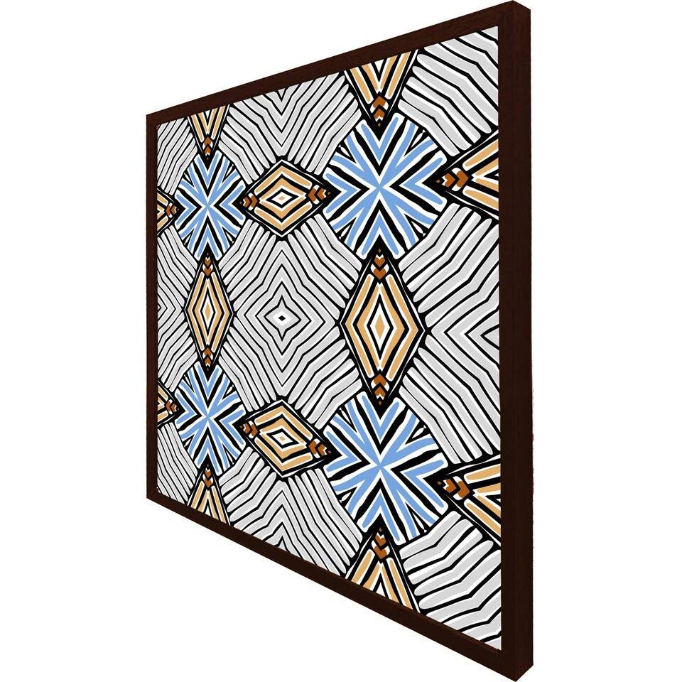 image 1 of Abstract geometric shapes & hand drawn brush stokes (Picture Frame) | Brown | Oak | XL