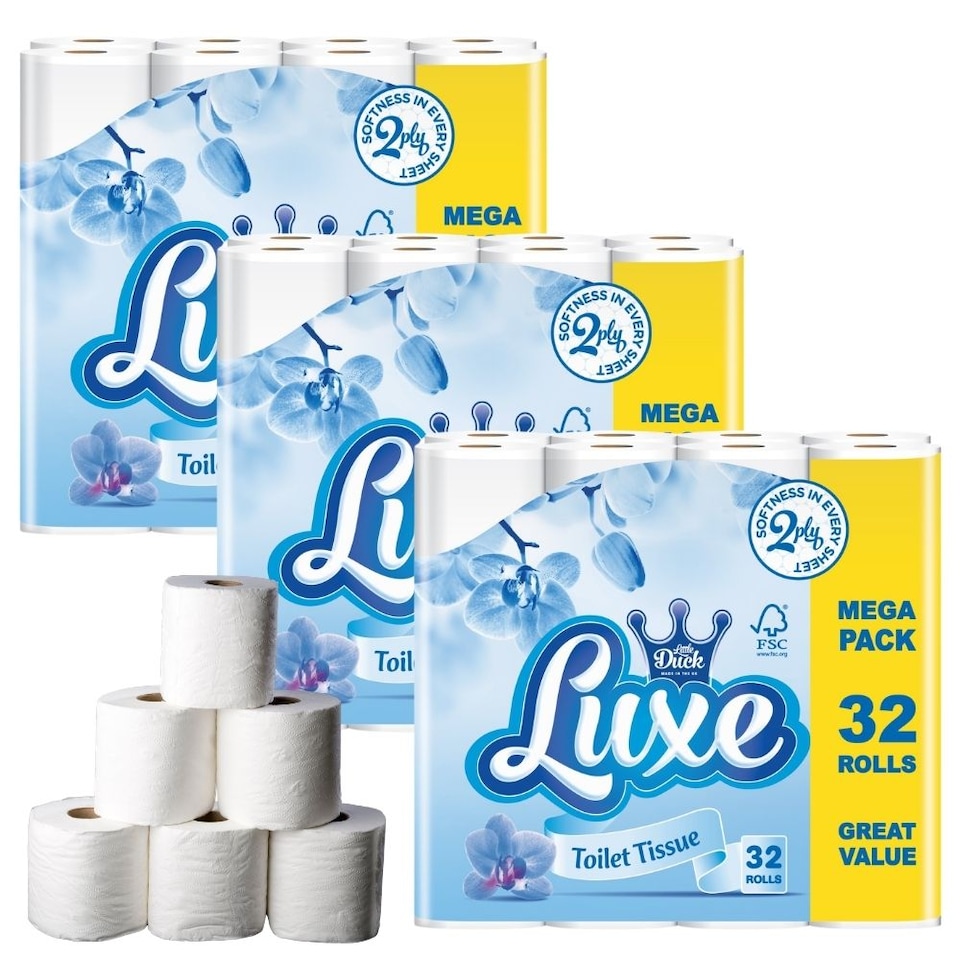 image 1 of Luxe Mega 32 Pack 2-Ply Toilet Tissue | White | 1 - White | Single Mega Pack | 1