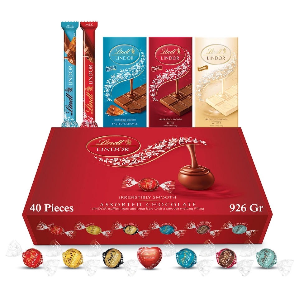 image 1 of Lindt Chocolates Gift Box - 926g (40-Piece Set) - Assorted Chocolate Bars & Truffles, Lindor Chocolate Hamper, Birthday Gifts for Women and Men, Thank You or Christmas Gifts