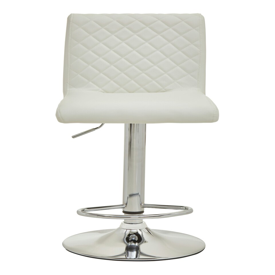 image 1 of Interiors by Premier Baina White And Chrome Bar Stool With Round Base
