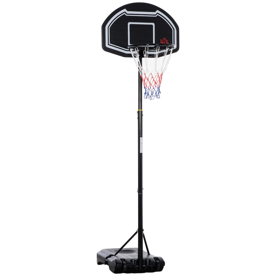 image 1 of HOMCOM Basketball Hoop and Stand with PE Backboard and Weight Base Height Adjustable 1.6-2.1m Portable on Wheels, Black
