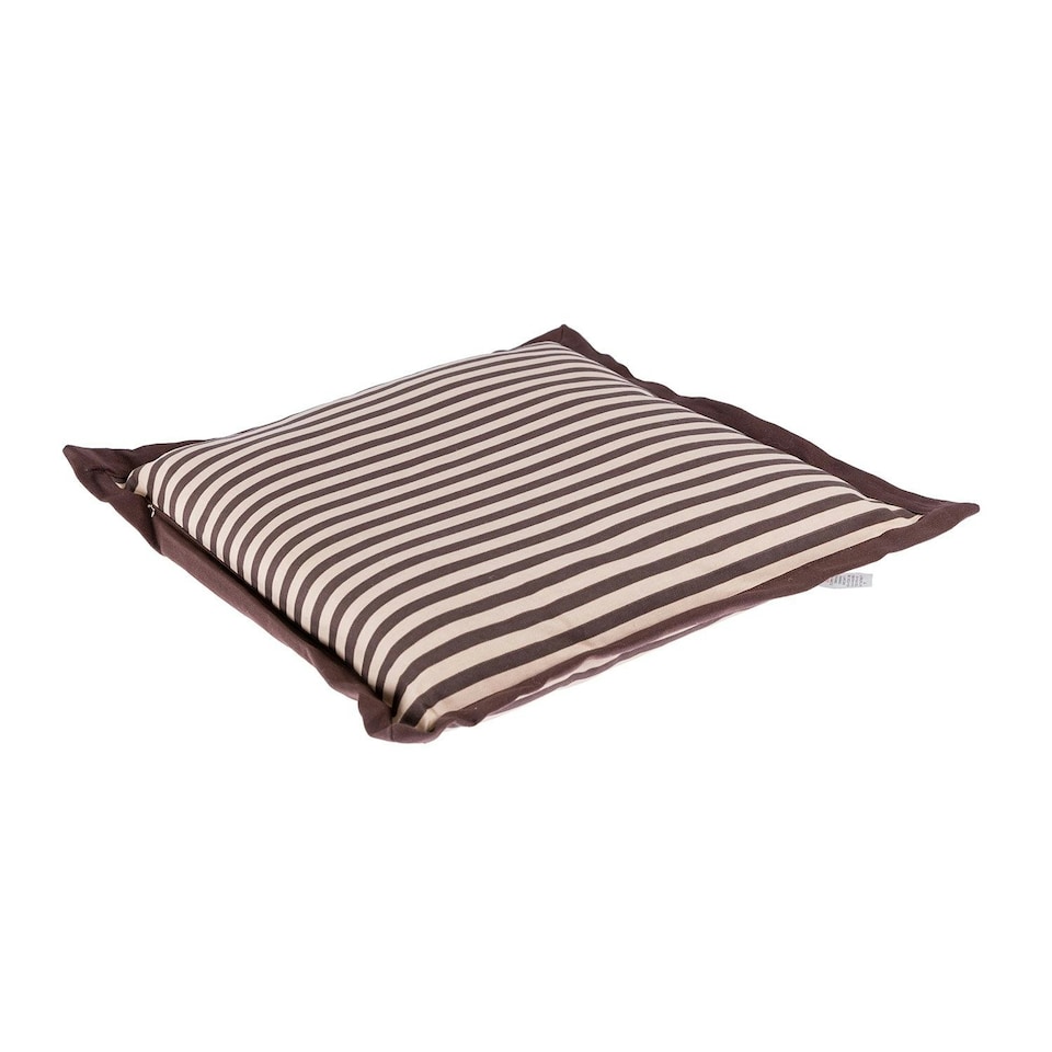 image 1 of Homescapes Chocolate and Beige Striped Seat Pad Brown