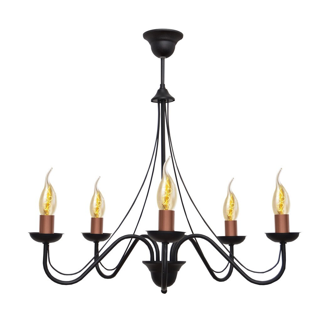 Malbo Multi Arm Pendant Ceiling Light Black, Copper 60cm