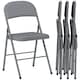 image 1 of HOMCOM Folding Chairs Set of 4, Foldable Chairs with Cushions, Light Grey | Grey | Light Grey | One Size