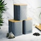 image 2 of Cooks Professional Kitchen Storage Set | 3-Piece Square with Bamboo Lids | Tea Coffee Sugar | Grey