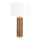 image 1 of Wood Effect Ceramic Tall Table Lamp with Shade Brown | Gold