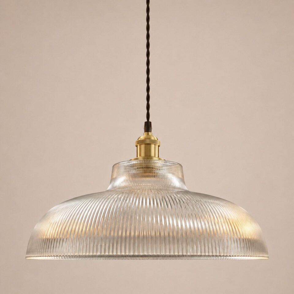 image 1 of CGC Jacinta XL Clear Ribbed Glass Extra Large Lampshade