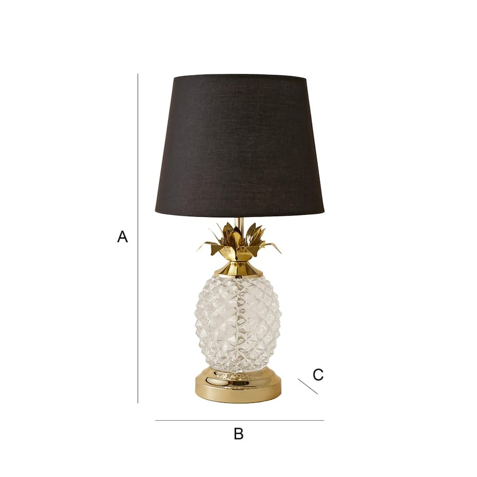 image 1 of ValueLights Contemporary Pineapple Design Gold And Clear Table Lamp With Black Shade
