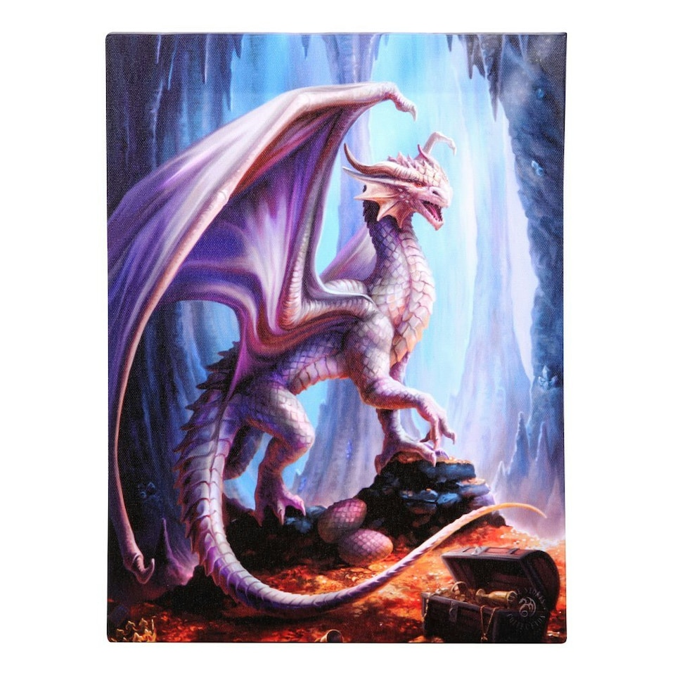 image 1 of Anne Stokes Treasure Trove Dragon Canvas Plaque - Multicoloured - One Size
