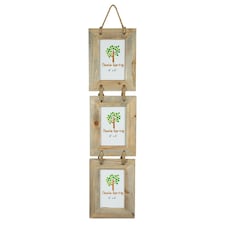 Nicola Spring Rustic Wooden Hanging 3 Photo Frame - 4 x 6" - Natural