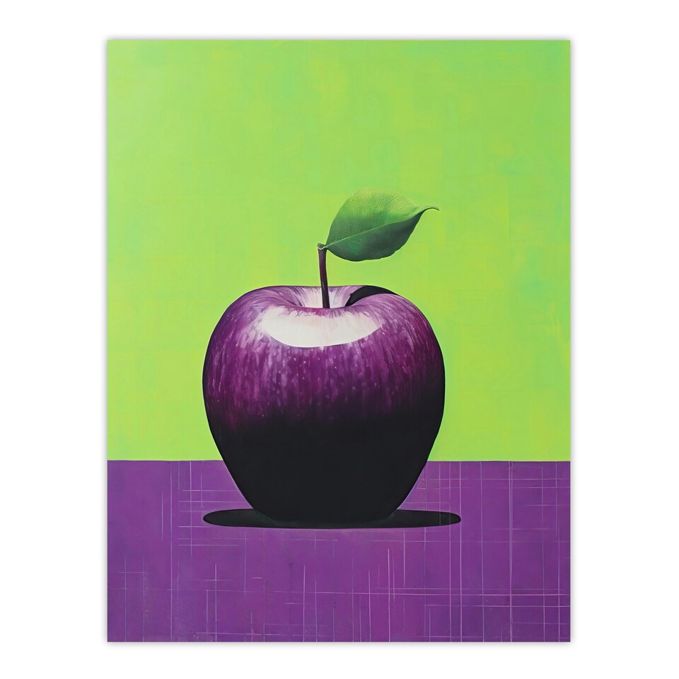 image 1 of Purpapple On Green Surreal Lime Apple Kitchen Black Framed Wall Art Print A4