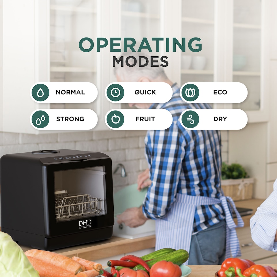 image 1 of DMD Countertop Dishwasher, Touch Screen, 6 Programmes, 5L Built-In Water Tank