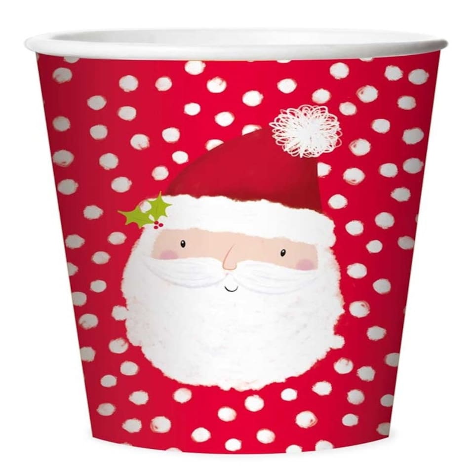 image 1 of Pack of 8 Christmas Santa Design Paper Cups