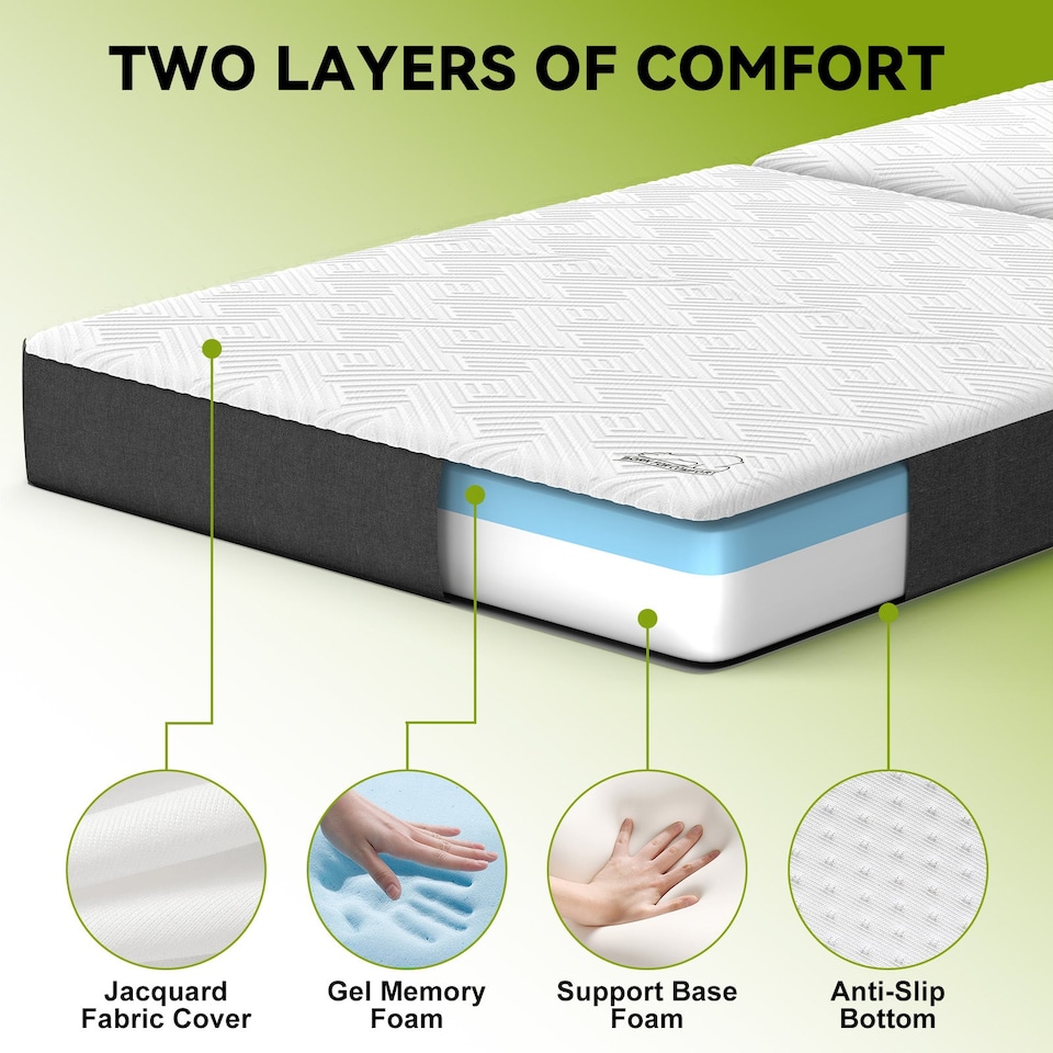 image 1 of Rattantree Folding Floor Mattress Memory Foam Futon Bed Removable Cover,20CM