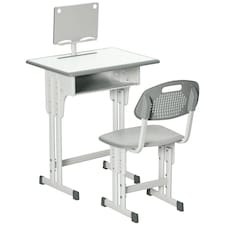 HOMCOM Kids Desk and Chair Set Adjustable Height Study Table Set w/ Drawer 