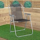 image 3 of 4 x Foldable Garden Chairs Fixed position garden chairs with grey frame and black fabric | Grey | Grey